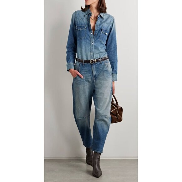 NILI LOTAN Emerson Mid-Rise Barrel-Leg Jeans-sz 25 - Picture 1 of 12